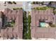 Aerial view of a condo community offering a central courtyard and a community pool at 1075 Peachtree Walk # A205, Atlanta, GA 30309