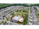 Beautiful aerial view of neighborhood with swimming pool, playground and green space at 10580 Grandview Sq, Johns Creek, GA 30097