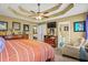 Cozy main bedroom with decorative trey ceiling, ensuite bathroom, and comfortable decor at 47 Powder Springs St, Hiram, GA 30141