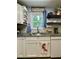 Kitchen sink with stainless steel faucet, white cabinets, and a view to the outside at 160 Springdale Ct, Newborn, GA 30056