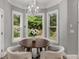 Breakfast nook with a round table and floor to ceiling window with a beautiful backyard view at 3699 Canyon Ridge Ne Ct, Brookhaven, GA 30319