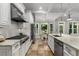 Bright kitchen featuring a large island, stainless steel appliances, and a view of the backyard at 3699 Canyon Ridge Ne Ct, Brookhaven, GA 30319