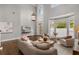 Bright living room with two-story ceilings, large windows, neutral color palette, and hardwood floors at 3699 Canyon Ridge Ne Ct, Brookhaven, GA 30319