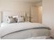 Comfortable bedroom featuring a plush bed with elegant white and gray bedding and a tufted headboard at 1577 Aiden Way # 39, Conyers, GA 30013
