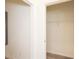 Small walk-in closet with a single wire shelf for storage and organization at 1577 Aiden Way # 39, Conyers, GA 30013