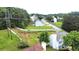 Aerial view of property showing large green yard with white fence and surrounding neighborhood at 1087 Yellow River Dr, Lawrenceville, GA 30043