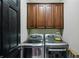 Convenient laundry room with front-loading washer and dryer, plus overhead cabinets for storage at 1371 N Highland Ne Ave, Atlanta, GA 30306