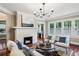 Bright living room with a white brick fireplace, hardwood floors, neutral tones, and multiple windows at 1371 N Highland Ne Ave, Atlanta, GA 30306