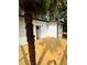 A wooden back deck with an entry door, framed by a palm tree, offers a tranquil outdoor space at 1766 W Lyle W Ave, College Park, GA 30337