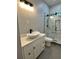 Sleek bathroom with a modern vanity, stylish faucet, and a glass enclosed shower at 1766 W Lyle W Ave, College Park, GA 30337