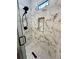 Close-up of the stylish bathroom shower, featuring a modern shower head and stylish tile at 1766 W Lyle W Ave, College Park, GA 30337