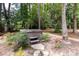 Backyard featuring a hot tub nestled among mature trees, providing a private and relaxing outdoor experience at 1443 Fama Ne Dr, Atlanta, GA 30329