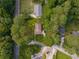 Aerial view of a neighborhood featuring a house with lush greenery at 5207 Dixie Lake Rd, Union City, GA 30291