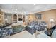 Inviting living room featuring built-in shelving, neutral walls and patterned sofas at 569 Fairway Dr, Woodstock, GA 30189