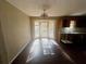 A dining area with light-filled bay window, view of the kitchen area and adjacent to exterior door at 43 Oak Landing Cir, Douglasville, GA 30134