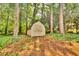 Outdoor storage shed nestled among trees, providing ample space for tools and equipment at 4794 Glenbonnie Ct, Atlanta, GA 30360