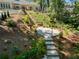 Backyard garden features beautiful stone steps and retaining walls leading up to the house at 511 Pine Valley Se Rd, Marietta, GA 30067
