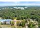 Aerial view of a neighborhood near a lake surrounded by lush greenery and scenic landscapes at 2855 Pilgrim Mill, Cumming, GA 30041
