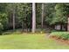 Spacious backyard with green grass, mature trees, and garden at 3916 E Brookhaven Ne Dr, Brookhaven, GA 30319