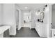 Stylish bathroom with dual vanity, modern mirror, and freestanding tub at 1536 Daffodil Drive, Marietta, GA 30062
