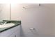 Half bathroom featuring vanity with green countertop, and towel rack at 12015 Harbour Town Pkwy, Fayetteville, GA 30215