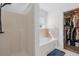 Bright bathroom with a bathtub, walk in shower, and closet at 1657 Bradmere Ln, Lithia Springs, GA 30122