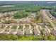 Neighborhood aerial view, showing community layout, including tree coverage, pond, tennis courts, and proximity to other homes at 422 Silver Brook Dr, Woodstock, GA 30188