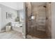 Modern bathroom featuring a tiled shower and separate soaking tub at 422 Silver Brook Dr, Woodstock, GA 30188