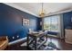 Stylish office with blue walls, modern desk, and bright natural light at 422 Silver Brook Dr, Woodstock, GA 30188