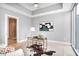 Stylish bedroom with a modern desk, large windows, and access to the bathroom at 1065 Peachtree Ne St # 3505, Atlanta, GA 30309
