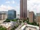 A stunning aerial view showcases the skyline with modern architecture, trees, and parking, creating a vibrant urban environment at 620 Peachtree Ne St # 1206, Atlanta, GA 30308