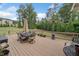 Back deck featuring outdoor dining area with a spacious backyard at 2385 Saddle Brook Trce, Cumming, GA 30040