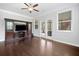 Spacious living room featuring hardwood floors, and media center at 2385 Saddle Brook Trce, Cumming, GA 30040