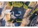 Aerial view showcases the home's back porch area and lot boundaries at 271 Double Gate Ct, Sugar Hill, GA 30518