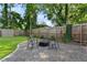 A well-maintained backyard with a gravel sitting area, garden bed, and lush greenery at 504 Angier Ne Ave, Atlanta, GA 30308