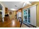 Eat-in kitchen with tile floor, wood cabinets, and a sliding glass door to a back deck at 81 Laurie Ct, Hiram, GA 30141