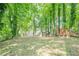 Overgrown private backyard with mature trees, providing plenty of shade at 2825 Shea Sw Way, Marietta, GA 30060