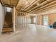 Unfinished basement showing a staircase, exposed wood beams and door to the outside at 340 Louise Ln, Canton, GA 30114