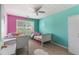 Bright bedroom featuring split color walls, plush carpet and natural light at 3589 Garden Manor Dr, Loganville, GA 30052