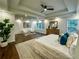 Inviting main bedroom with a sitting area, tray ceiling, hardwood floors, and lots of natural light at 365 Morning Dew Cir, Roswell, GA 30075