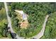 Aerial view of property surrounded by dense trees, highlighting the privacy and seclusion at 3990 Wesley Chapel Rd, Marietta, GA 30062