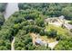 Aerial shot of a neighborhood surrounded by lush greenery and a winding river at 3990 Wesley Chapel Rd, Marietta, GA 30062