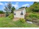 Charming backyard shed surrounded by greenery and a wooden fence at 7820 Longview Dr, Cumming, GA 30041