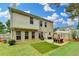 A well-maintained backyard featuring a patio dining area, artificial turf, and manicured lawn at 2837 Peachstone Ct, Lawrenceville, GA 30043
