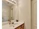Bathroom featuring a vanity with a sink and a large mirror at 2837 Peachstone Ct, Lawrenceville, GA 30043