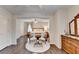 Open main bedroom offers wood-style floors, a ceiling fan and a vanity at 2837 Peachstone Ct, Lawrenceville, GA 30043