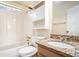 Full bathroom with granite countertops, shower and bath tub combination, and white cabinets at 2928 Riverset Ct, Decatur, GA 30034