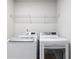 Well-lit laundry room with side-by-side washer and dryer hookups and upper shelving at 3546 Sorrel Ln, Duluth, GA 30096