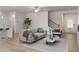 Cozy living room featuring a comfortable sofa, stylish decor, and wood-look flooring at 3546 Sorrel Ln, Duluth, GA 30096