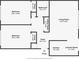 Detailed floor plan showcasing the layout of the home's living room, bedrooms, kitchen, and bathroom at 1705 Monroe Ne Dr # D05, Atlanta, GA 30324